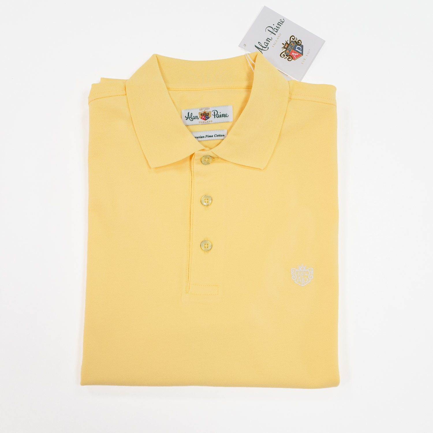 アランペイン・ペルビアンコットンポロシャツ・レモン