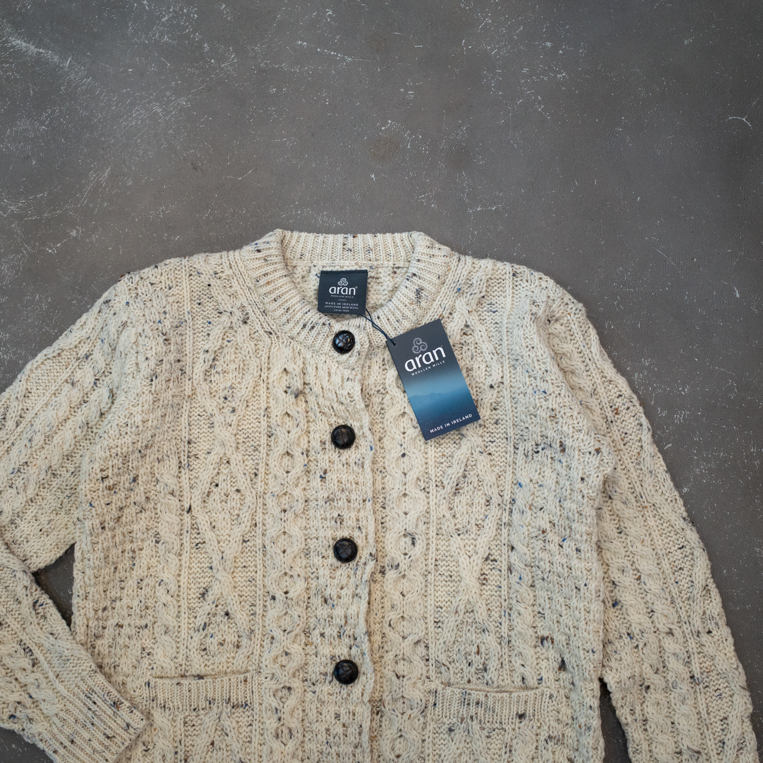 アラン　クルーネックカーディガン・ヘリテッジアランネップ