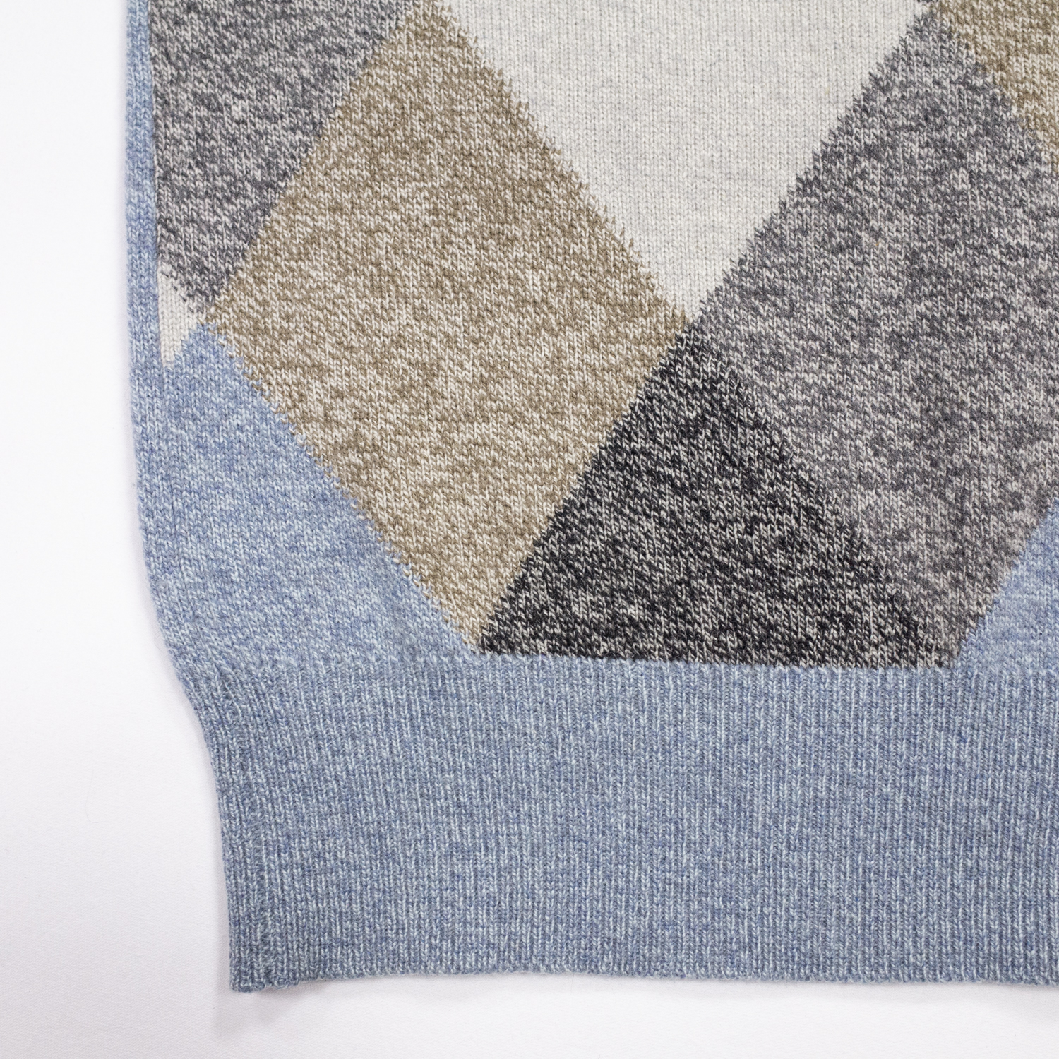 Ballantyne バランタイン・メランジカシミヤアーガイル・セーター・ブルーミックス