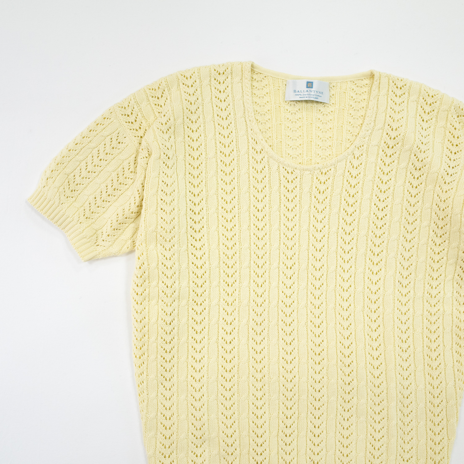 Ballantyne バランタイン・レース編みサマーセーター・クリーム