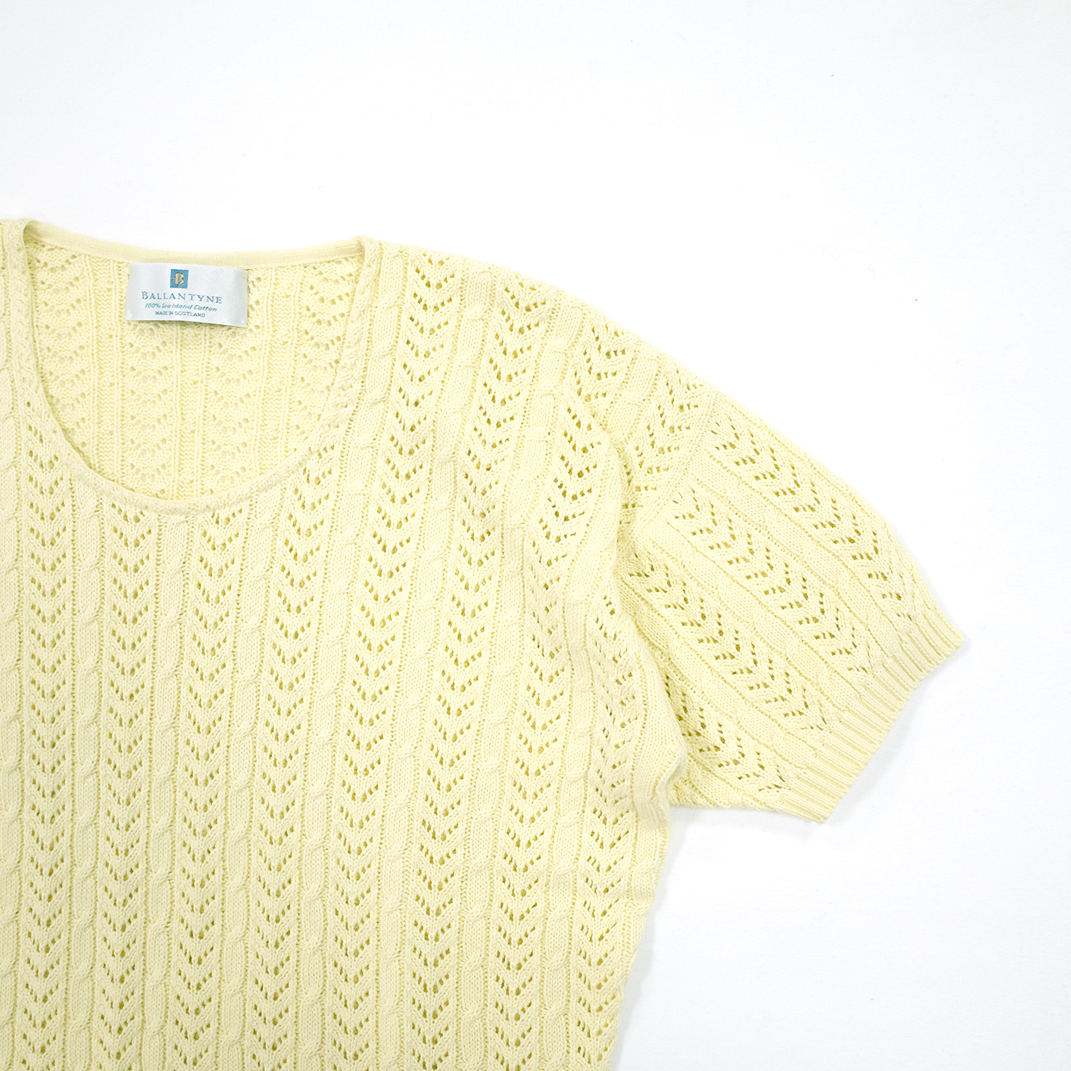 Ballantyne バランタイン・レース編みサマーセーター・クリーム