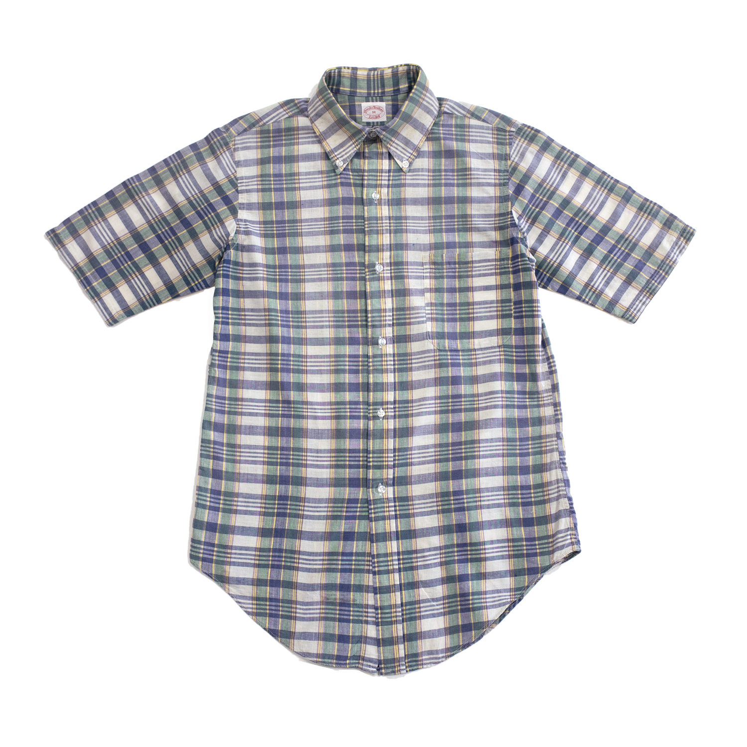 ユーズド80年代ブルックスブラザーズ・6ボタンマドラスチェックボタンダウンシャツ