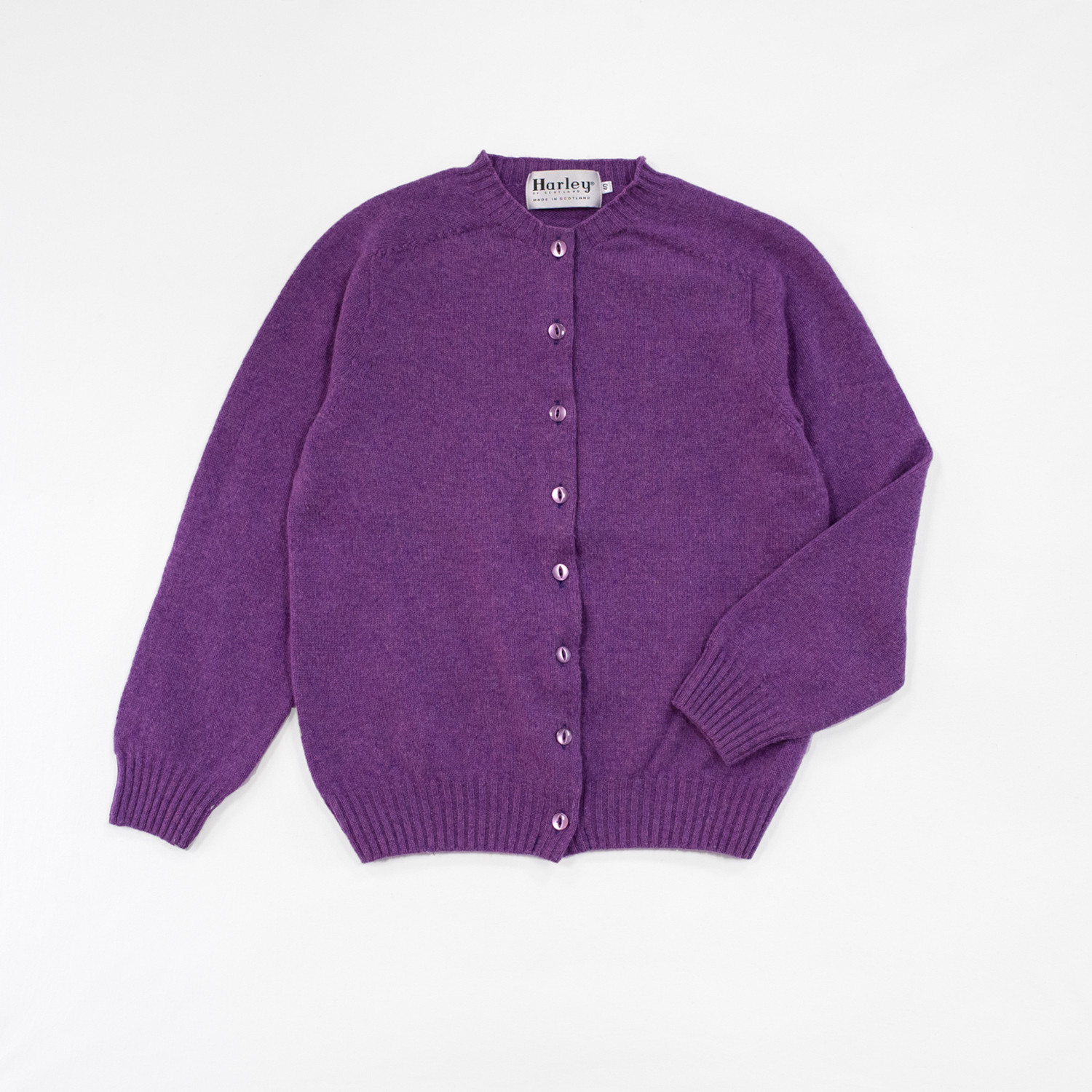 ハーレーオブスコットランド・スーパーファインラムズウールカーディガン・ラプチュア