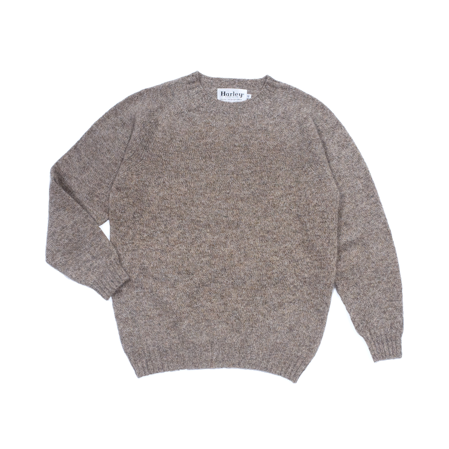  ハーレーオブスコットランド・クルーネックセーター・メランジペベル
