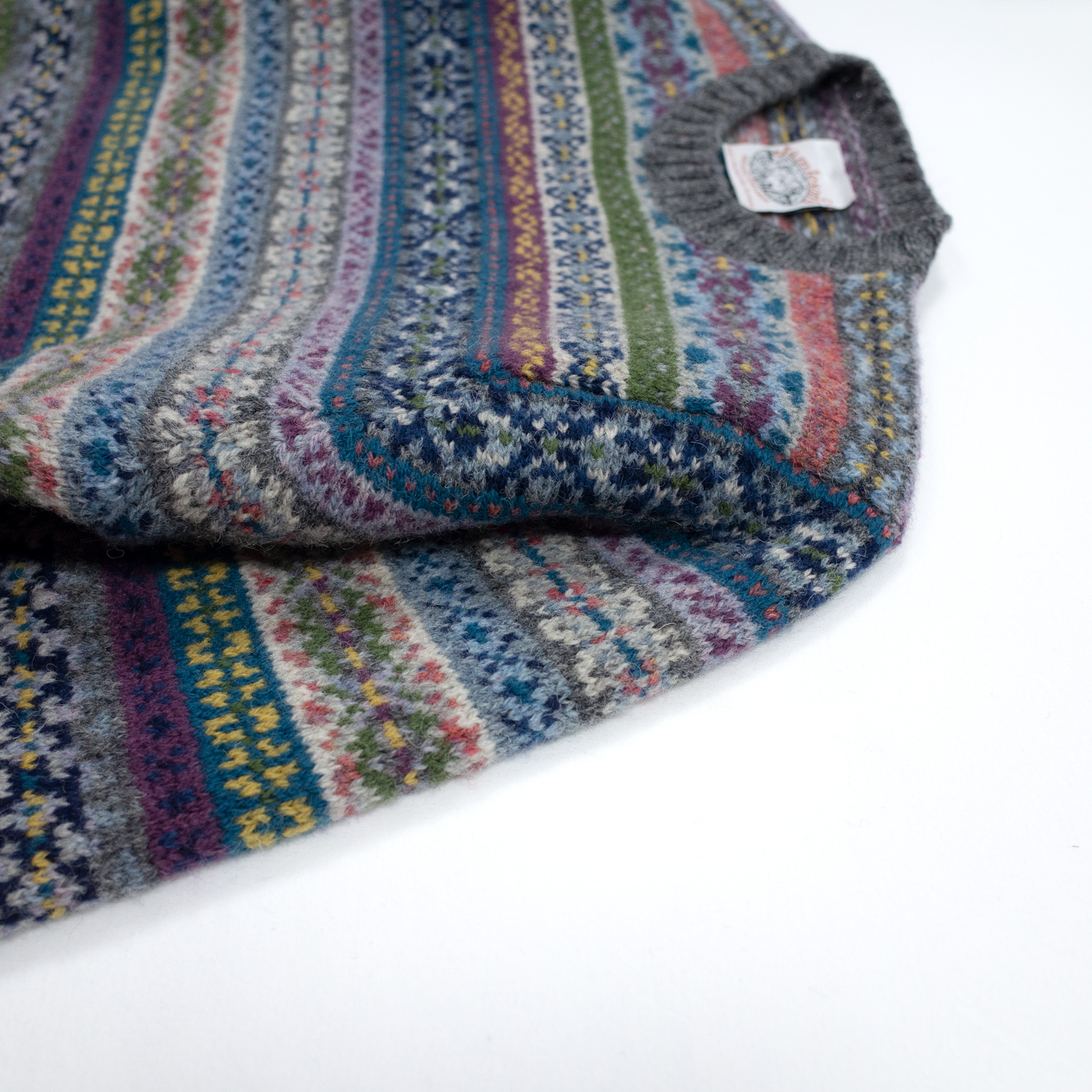 ジャミーソンjamieson`s・ジャミーソンズ・フェアアイルクルーネックセーター・シェットランドグレー