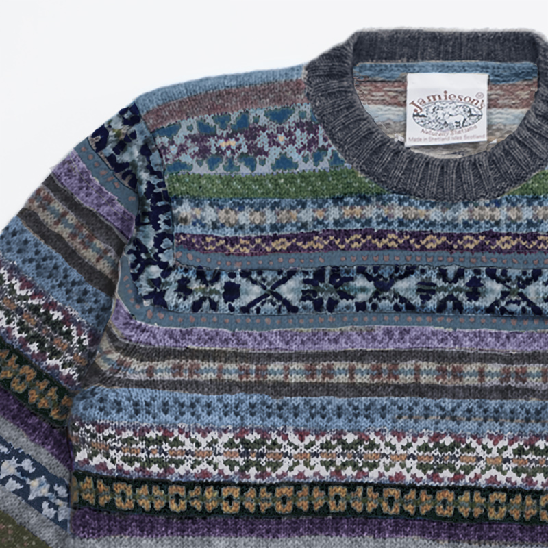 ジャミーソンjamieson`s・ジャミーソンズ・フェアアイルクルーネックセーター・シェットランドグレー